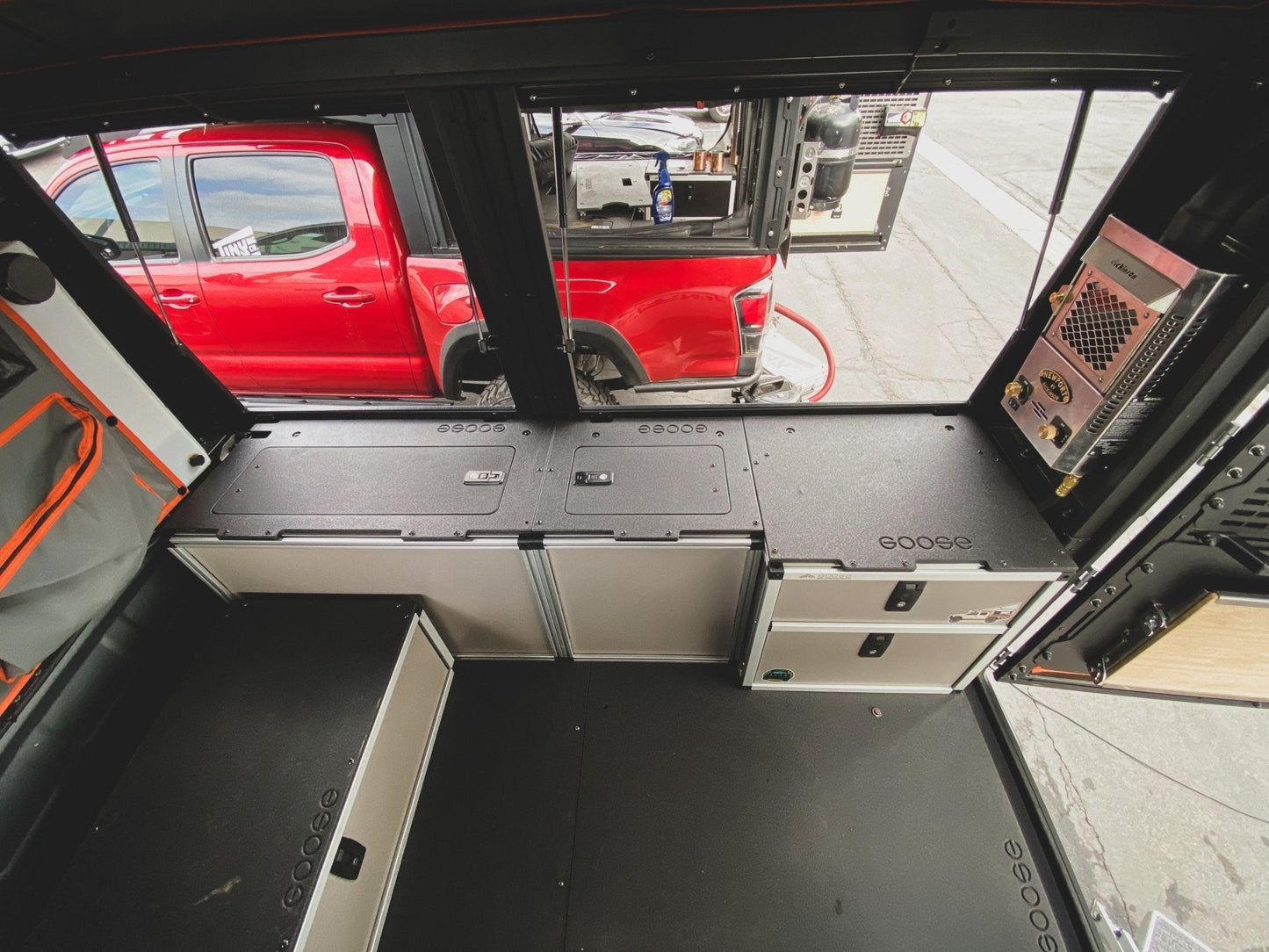 Alu-Cab Alu-Cabin Canopy Camper - Toyota Tundra 2022-Present 3rd Gen. - Middle Utility Module - 6'5" Bed - Goose Gear