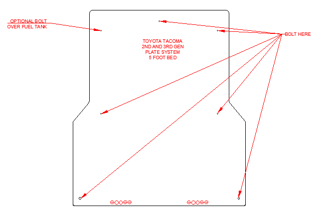 Goose Gear Toyota Tacoma 2005-Present 2nd and 3rd Gen. - Bed Plate Drawer System